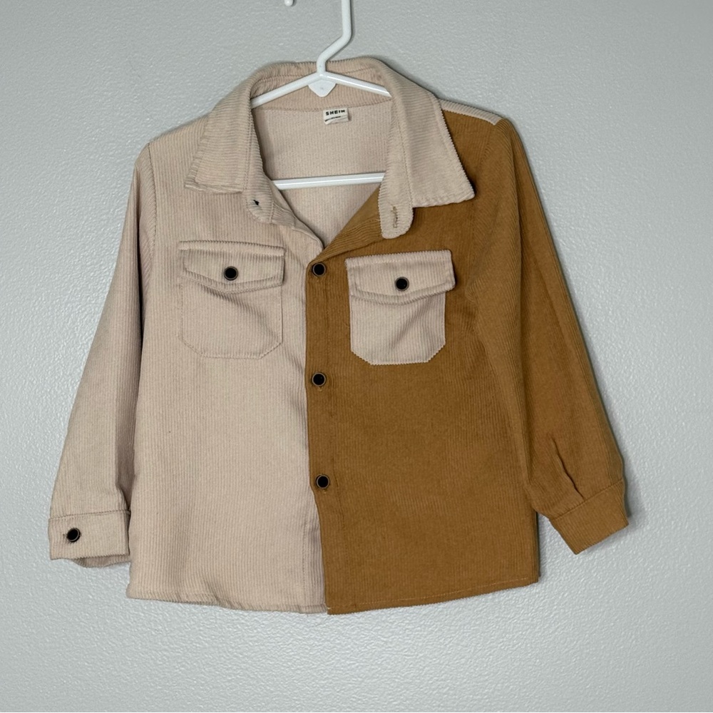 SHEIN Toddler 2-3T Shacket Cream and Tan
